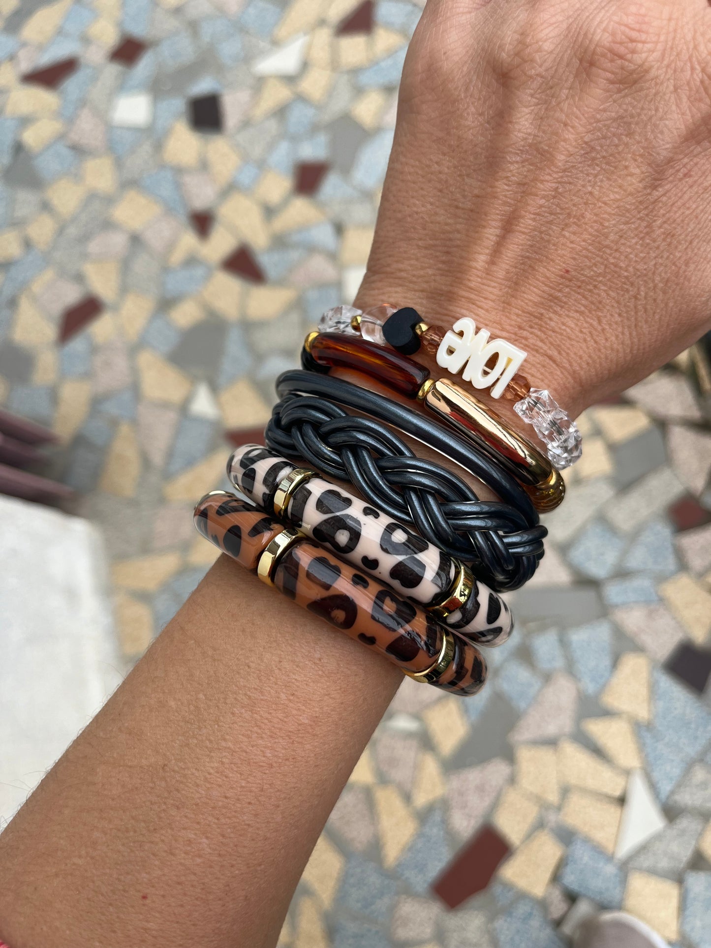 Jonc tresse Noir anthracite