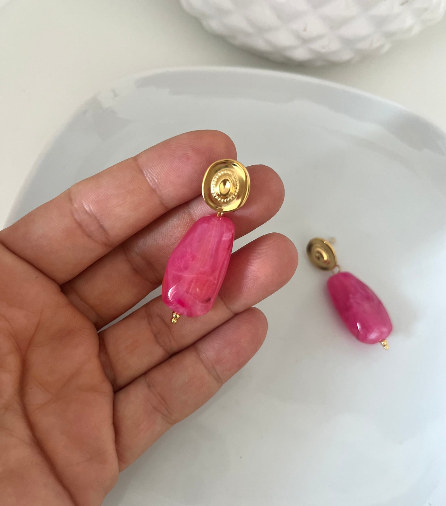 Boucles gouttes rose