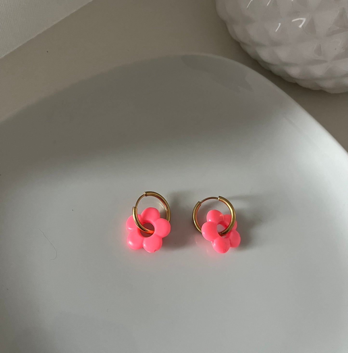 Boucles Flowers rose fluo