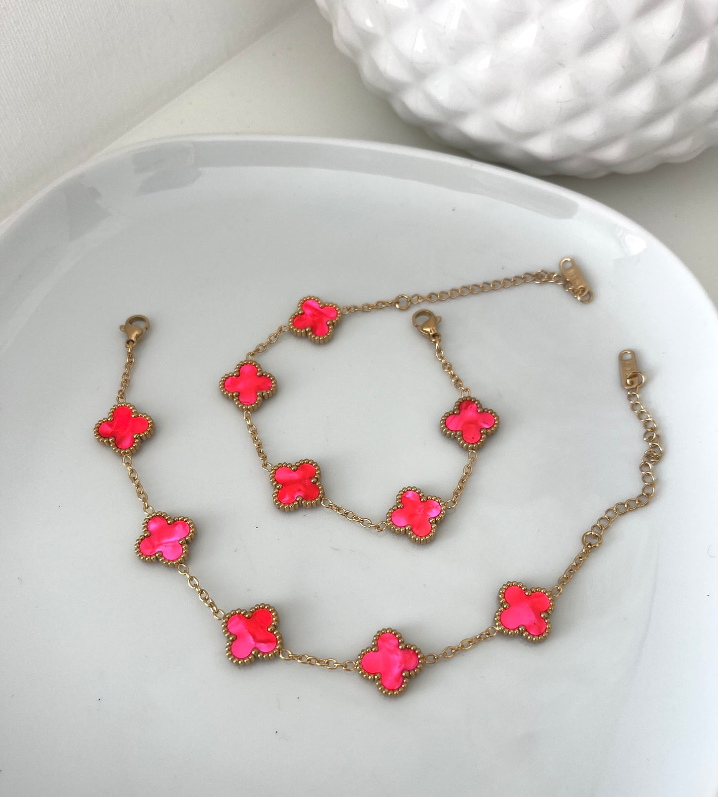 Bracelet TREBOL corail rose fluo
