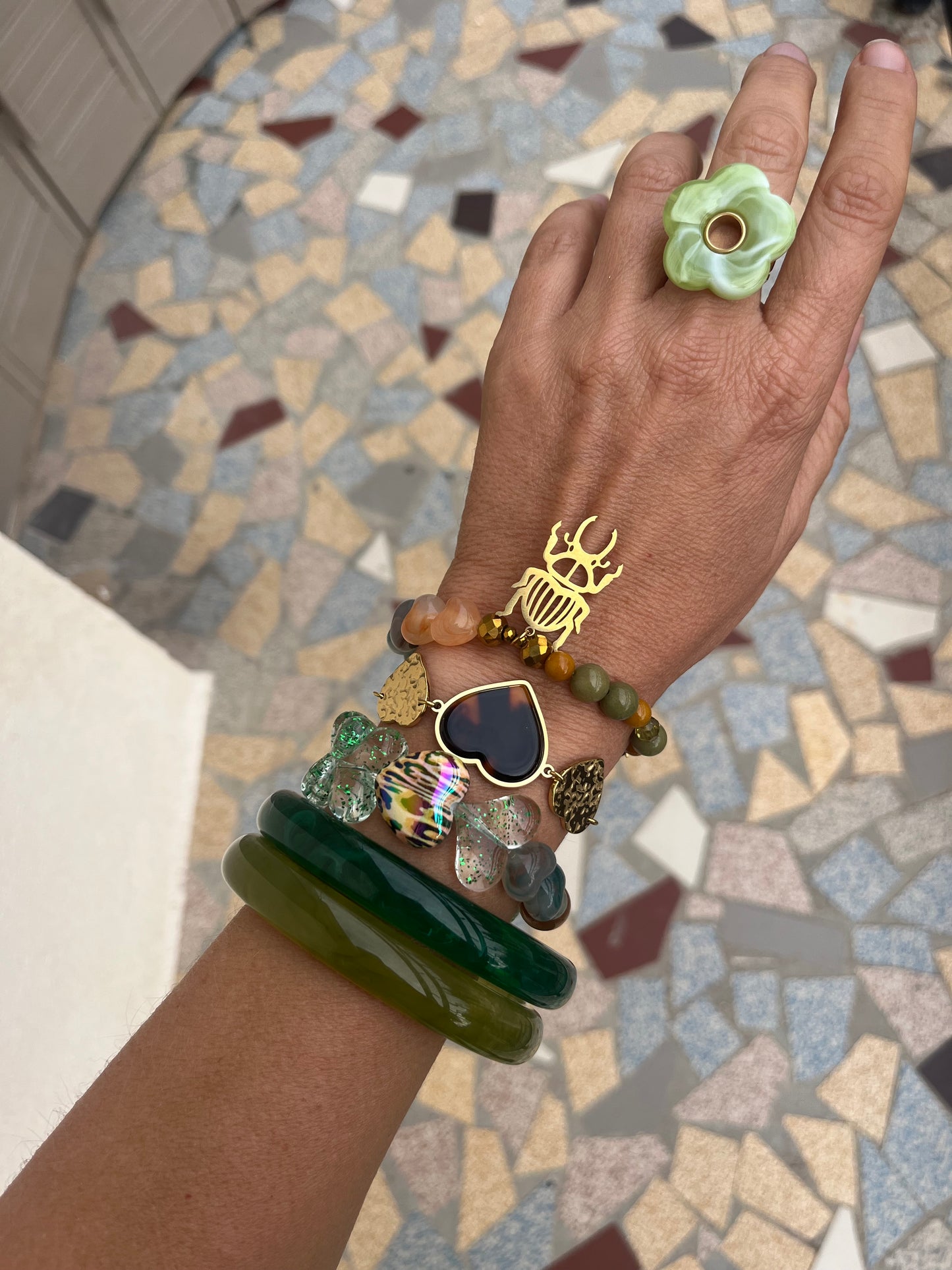 Bague Flora vert