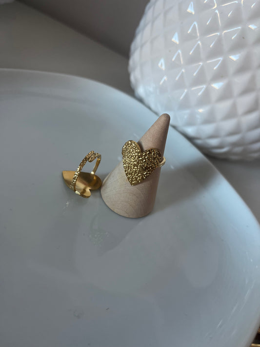 Bague cœur martelée