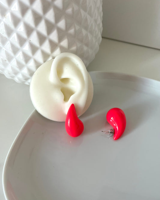 Boucles gouttes Rose fluo