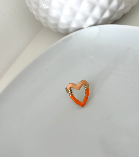 Bague Bicolore Heart  orange