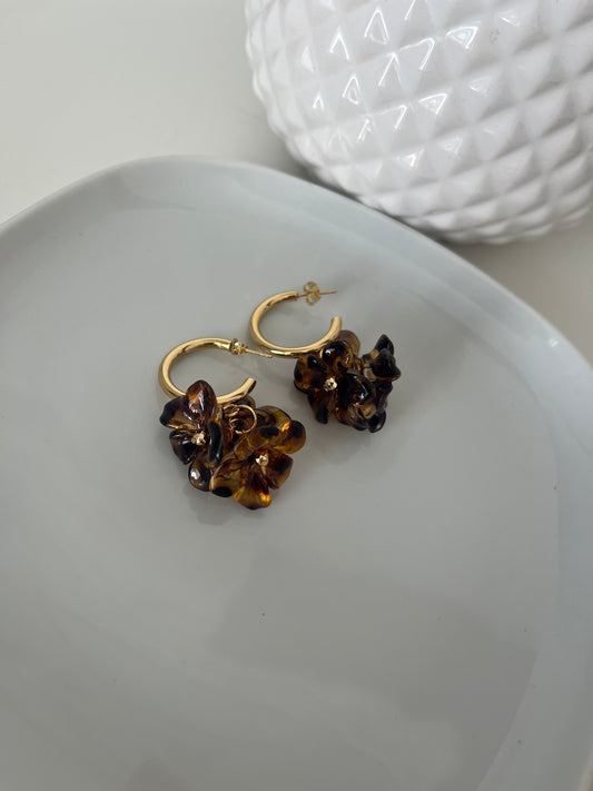 Boucles d’oreilles PAMPILLES léopard ambre