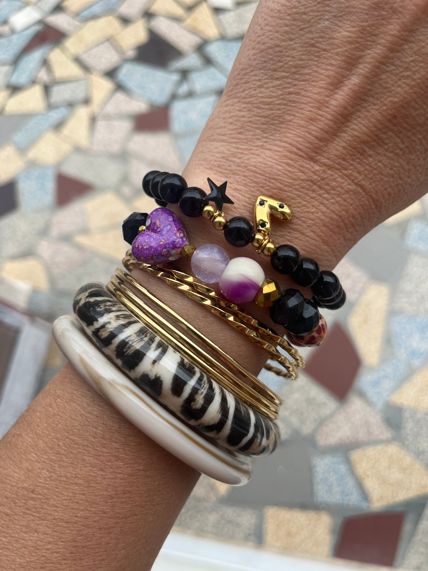 Bracelet Heart noir acier