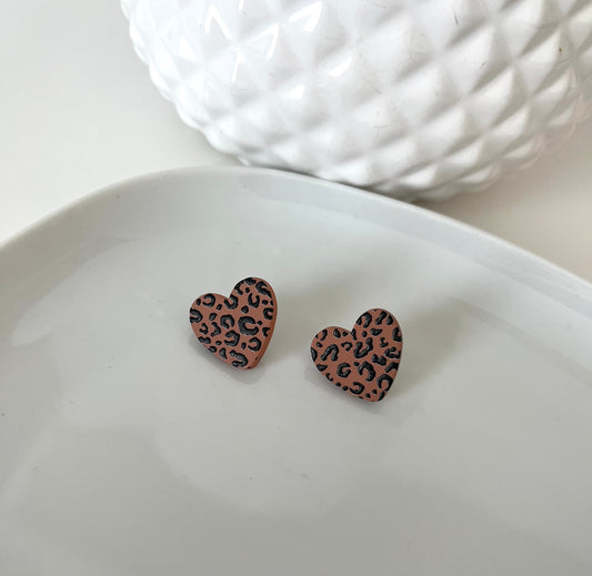 Boucles Clous léopard Cœur