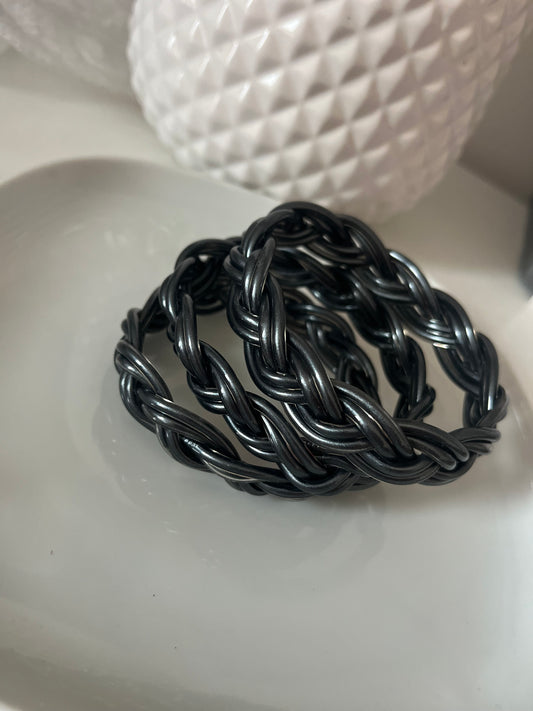 Jonc tresse Noir anthracite