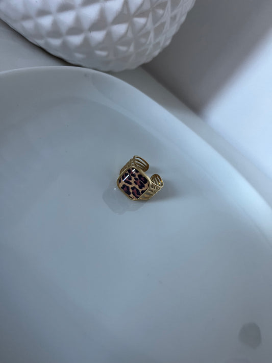 Bague léopard Carrée