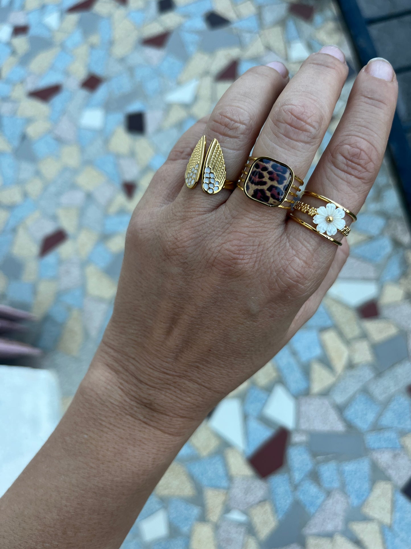 Bague léopard Carrée