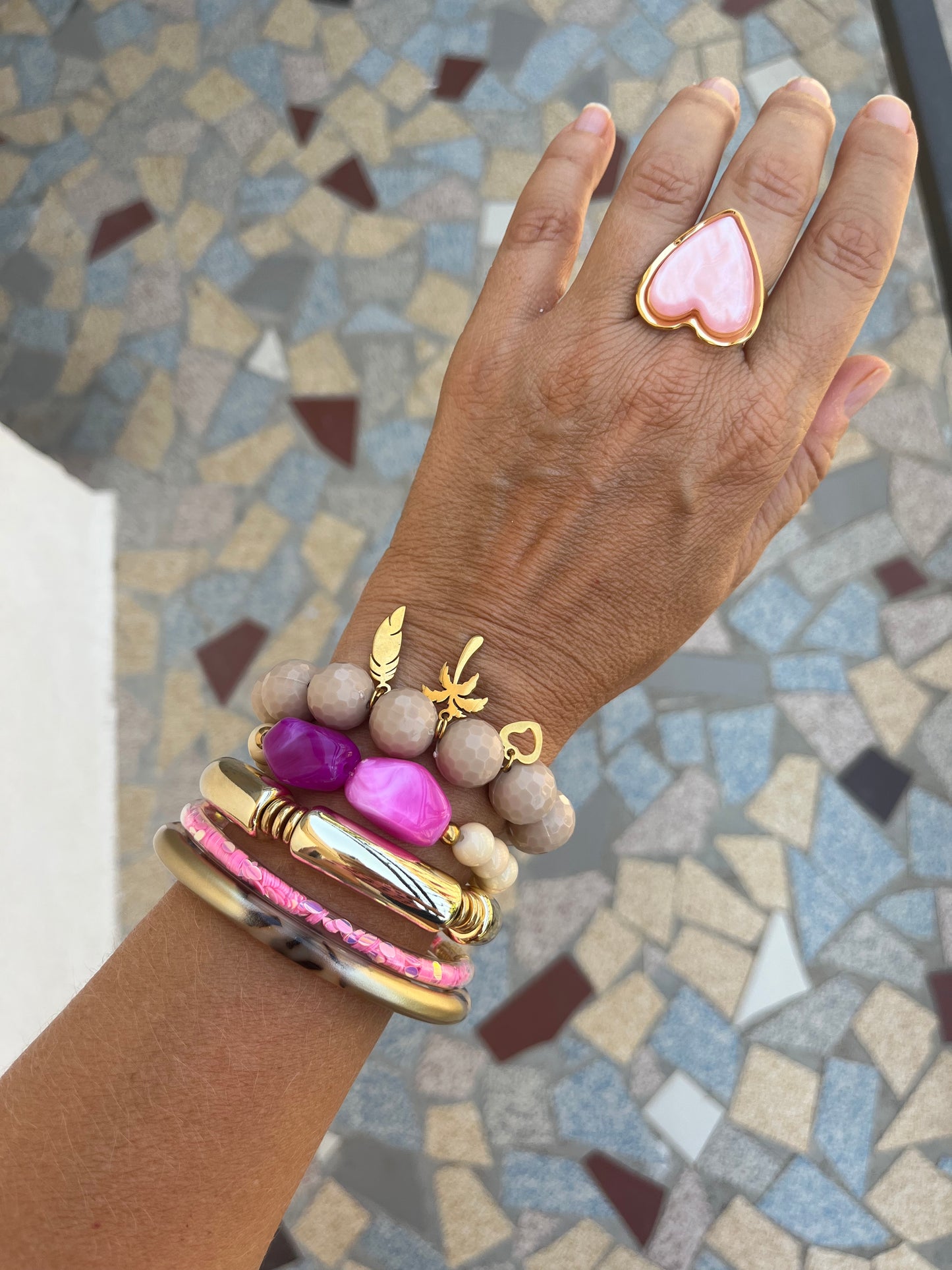 Bague coeur rosa