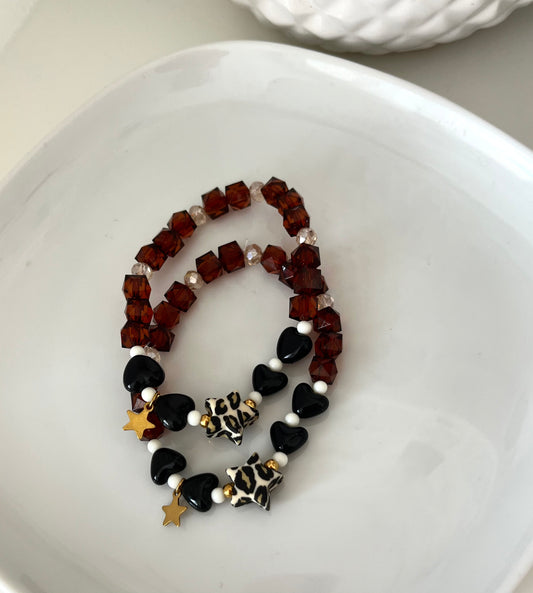 Bracelet Léo star marron