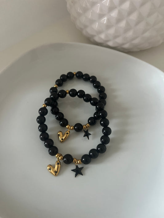 Bracelet Heart noir acier