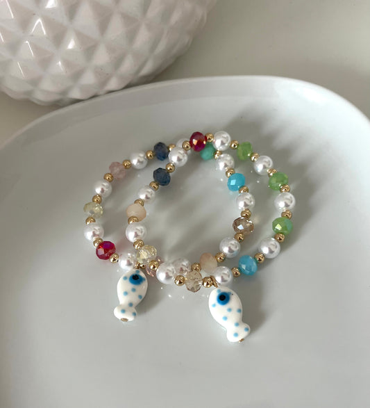 Bracelet Fish Pearl blanc