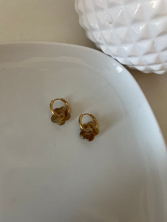 Mini créoles MARRON marbré