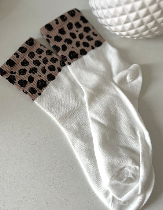 Chaussette blanche Léo beige
