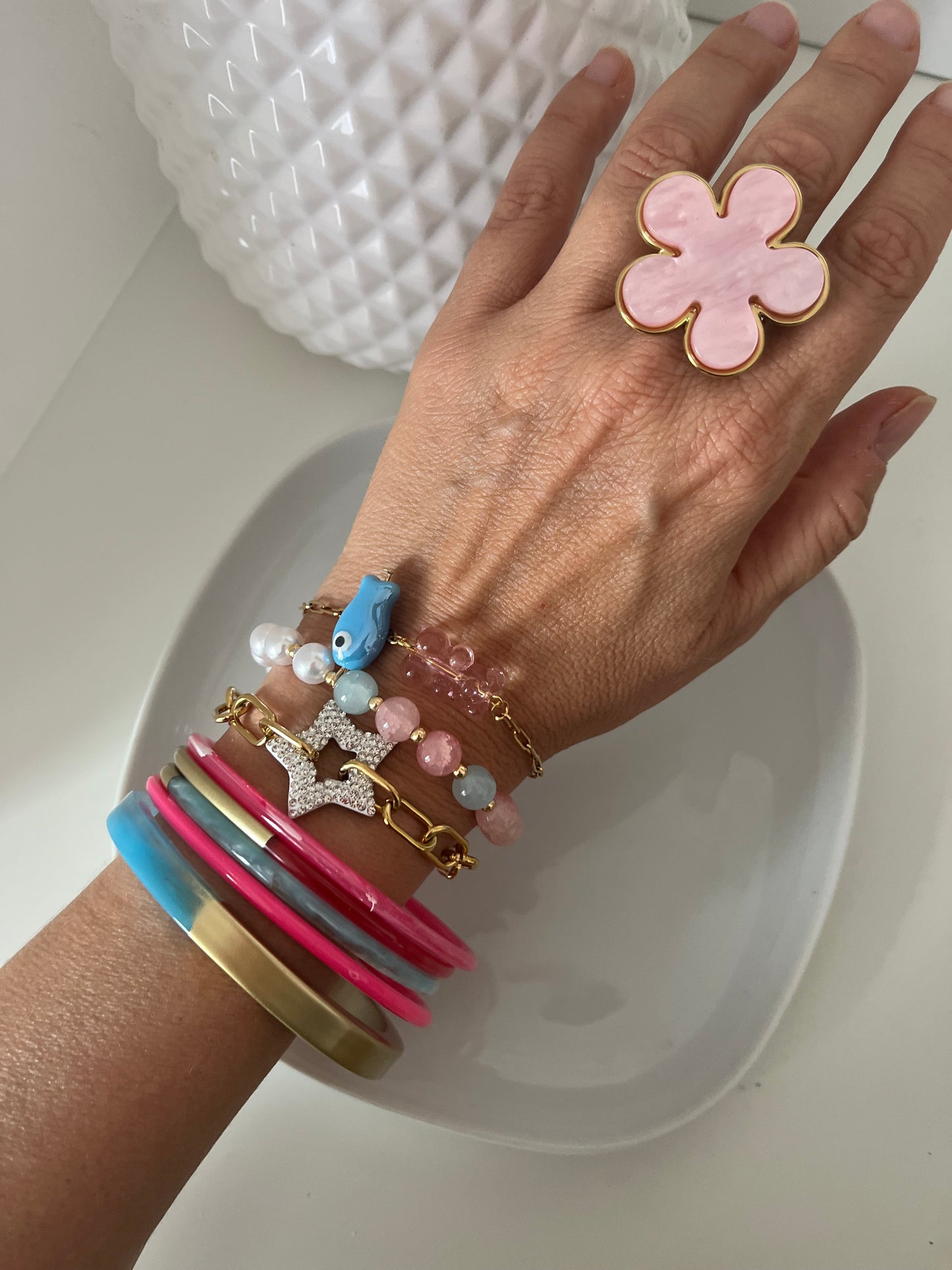 Bracelet Fish Pearl bleu