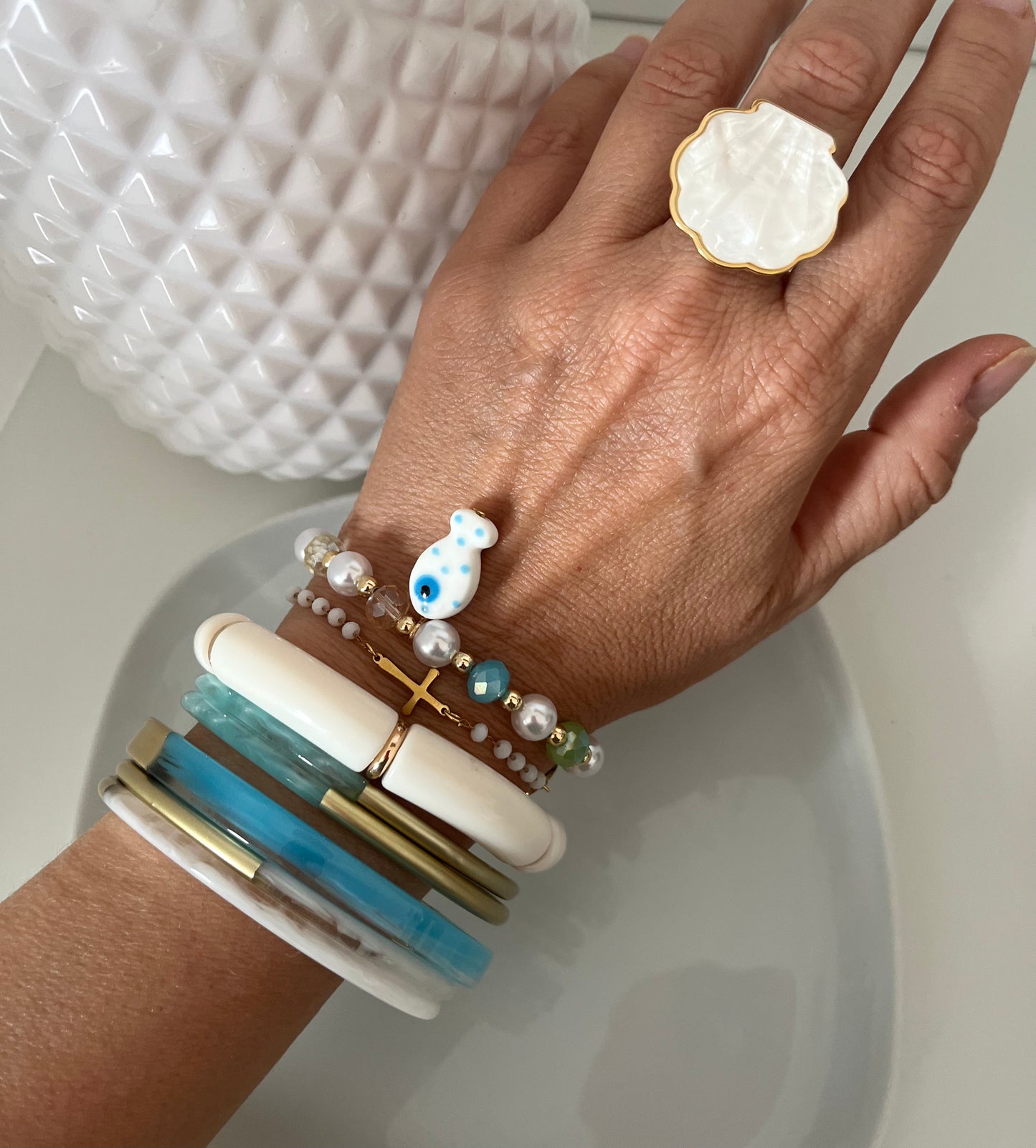 Bracelet Fish Pearl blanc