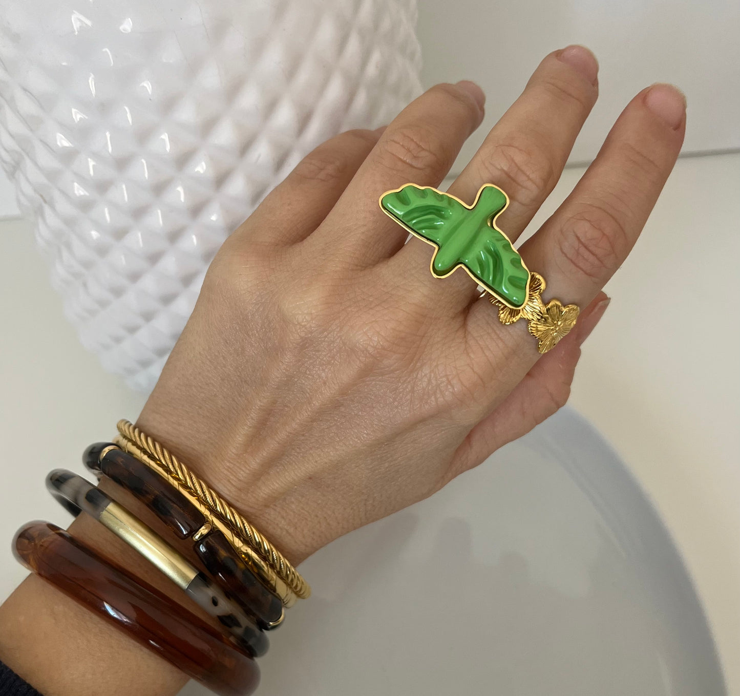 Bague aigle vert