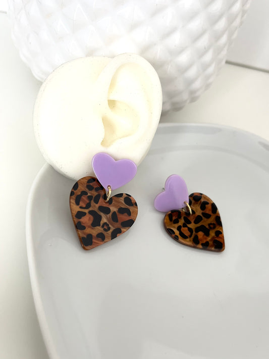 Boucles CŒUR Léo mauve