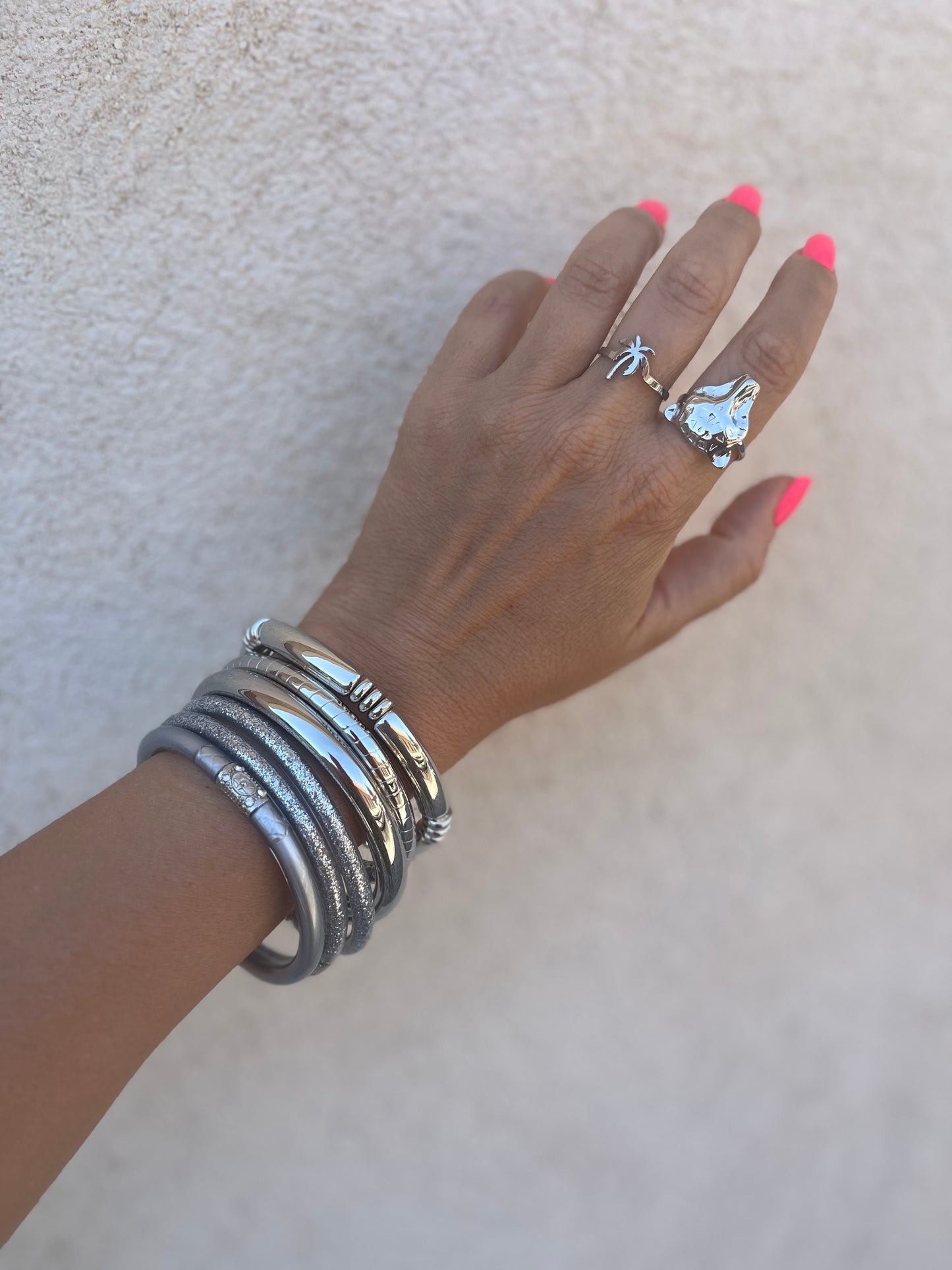 Jonc funcky paillettes argent M