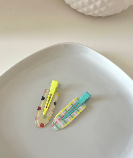 Lot de deux barrettes fluo