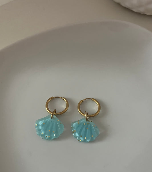 Boucle d’oreilles Coquillages Bleues