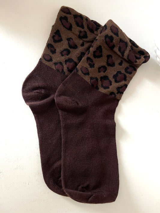 Paire de Chaussettes Marron léopard