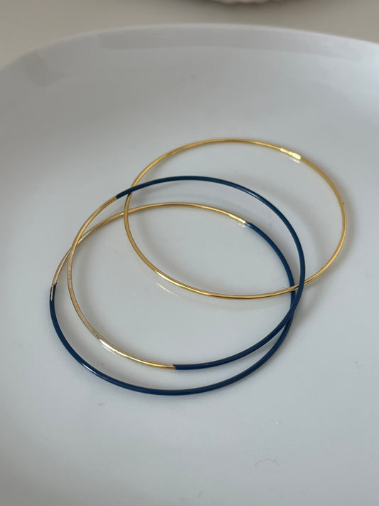 Lot de 3 joncs marine / or