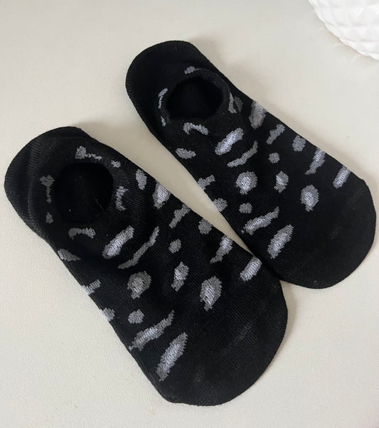 Chaussettes léopard noir et gris