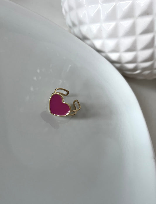 Bague, cœur fuchsia
