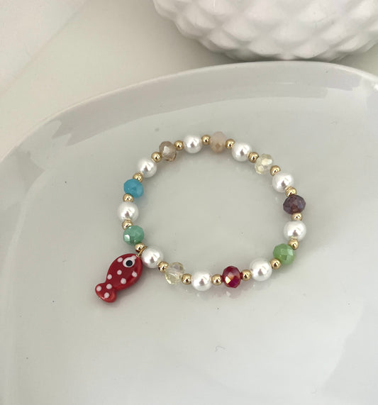 Bracelet pearl fish red